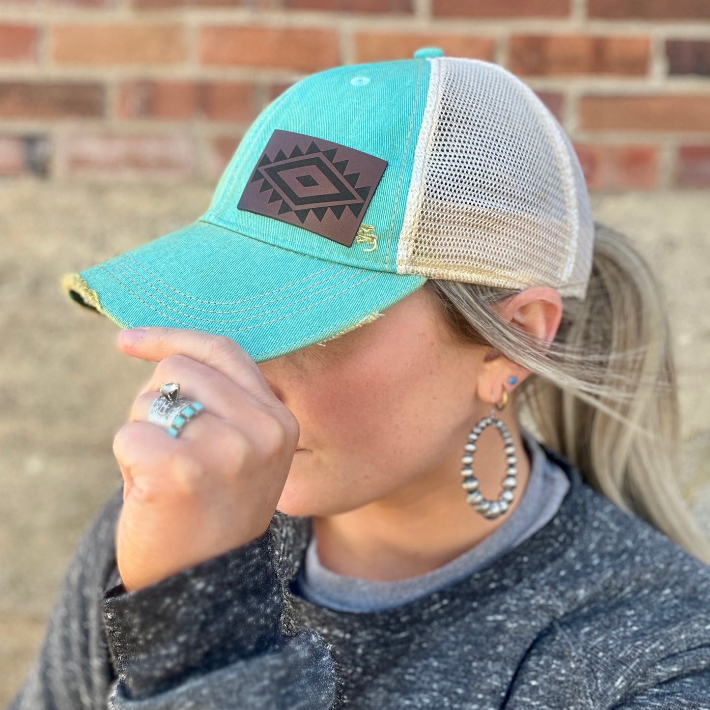 Aztec Azul Vintage Washed Distressed Baseball Cap