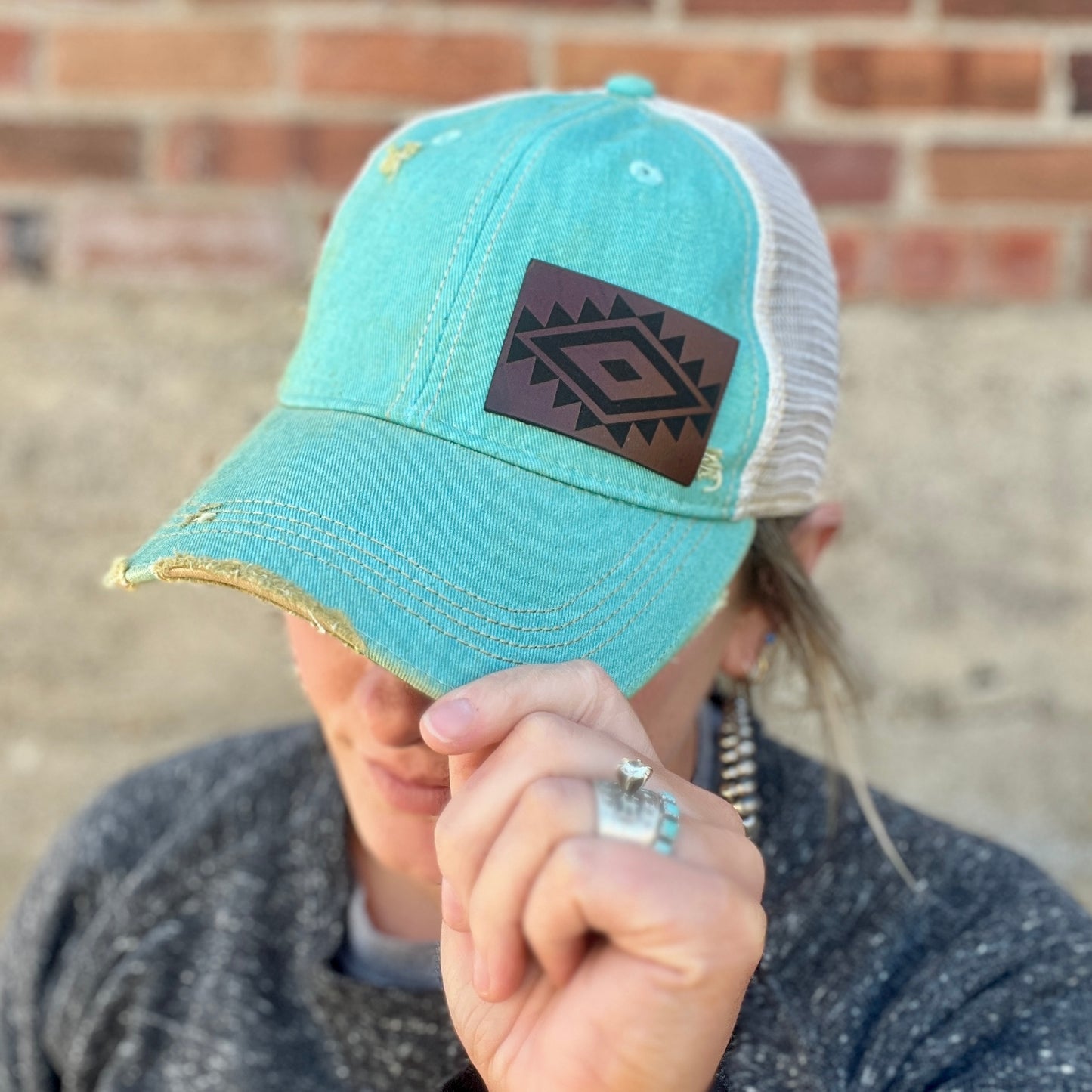 Aztec Azul Vintage Washed Distressed Baseball Cap