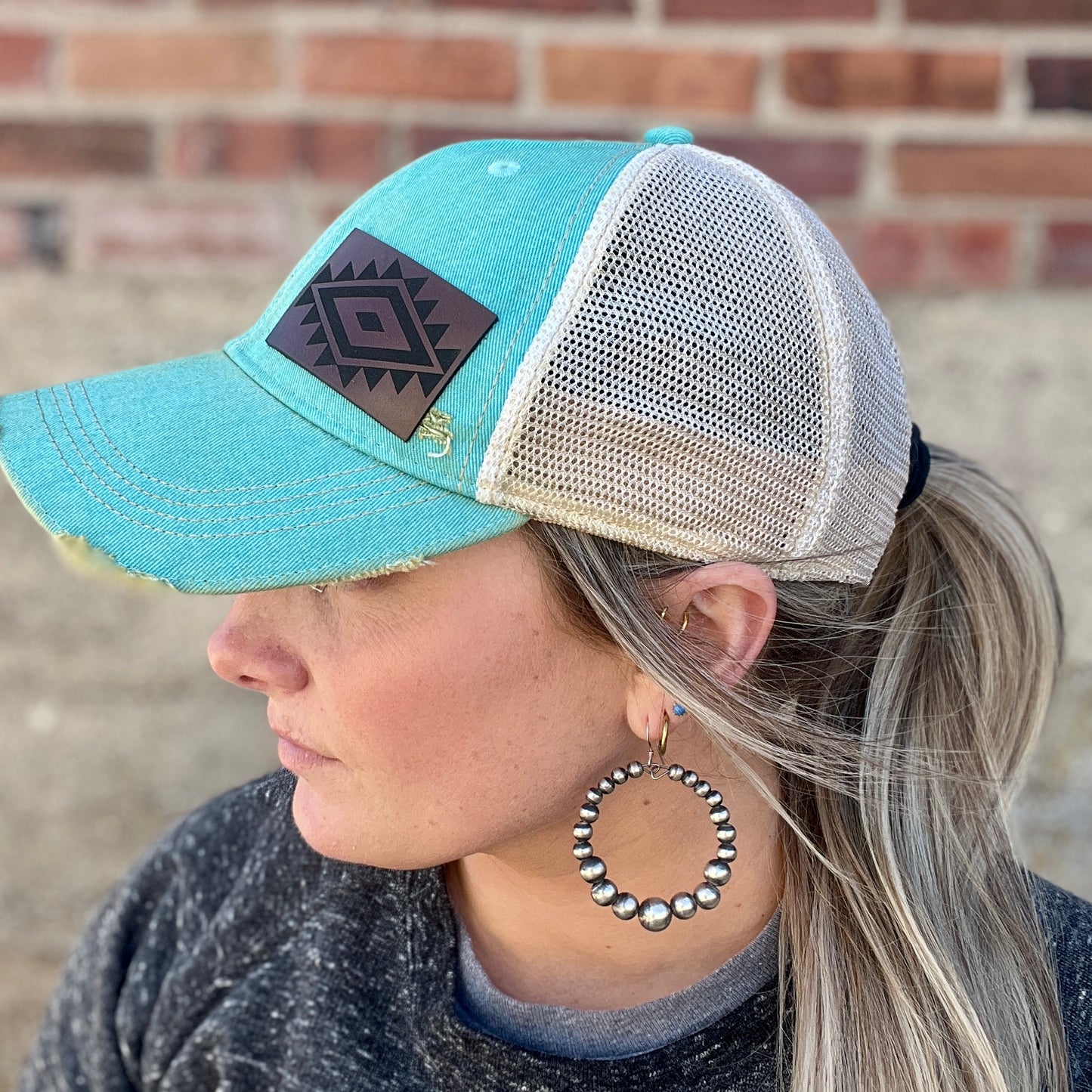 Aztec Azul Vintage Washed Distressed Baseball Cap
