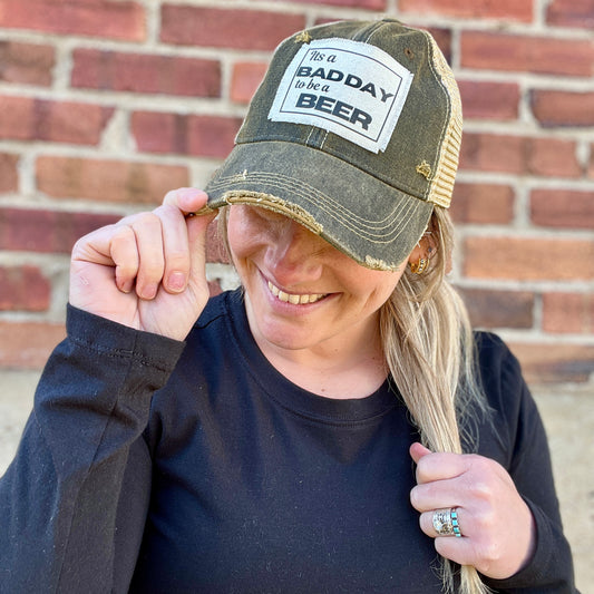 Its a Bad Day to be a Beer Vintage Washed Distressed Baseball Cap