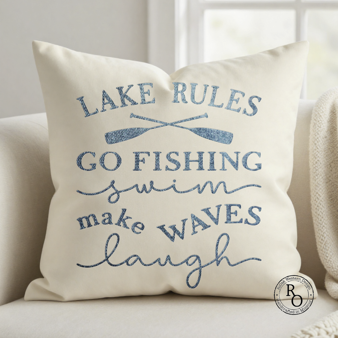 Lake Rules Decorative Pillow