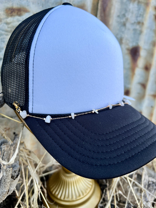 Single Strand White Rock Hat Chain