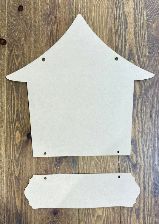 Haunted to Holiday Wood Blank House and Sign