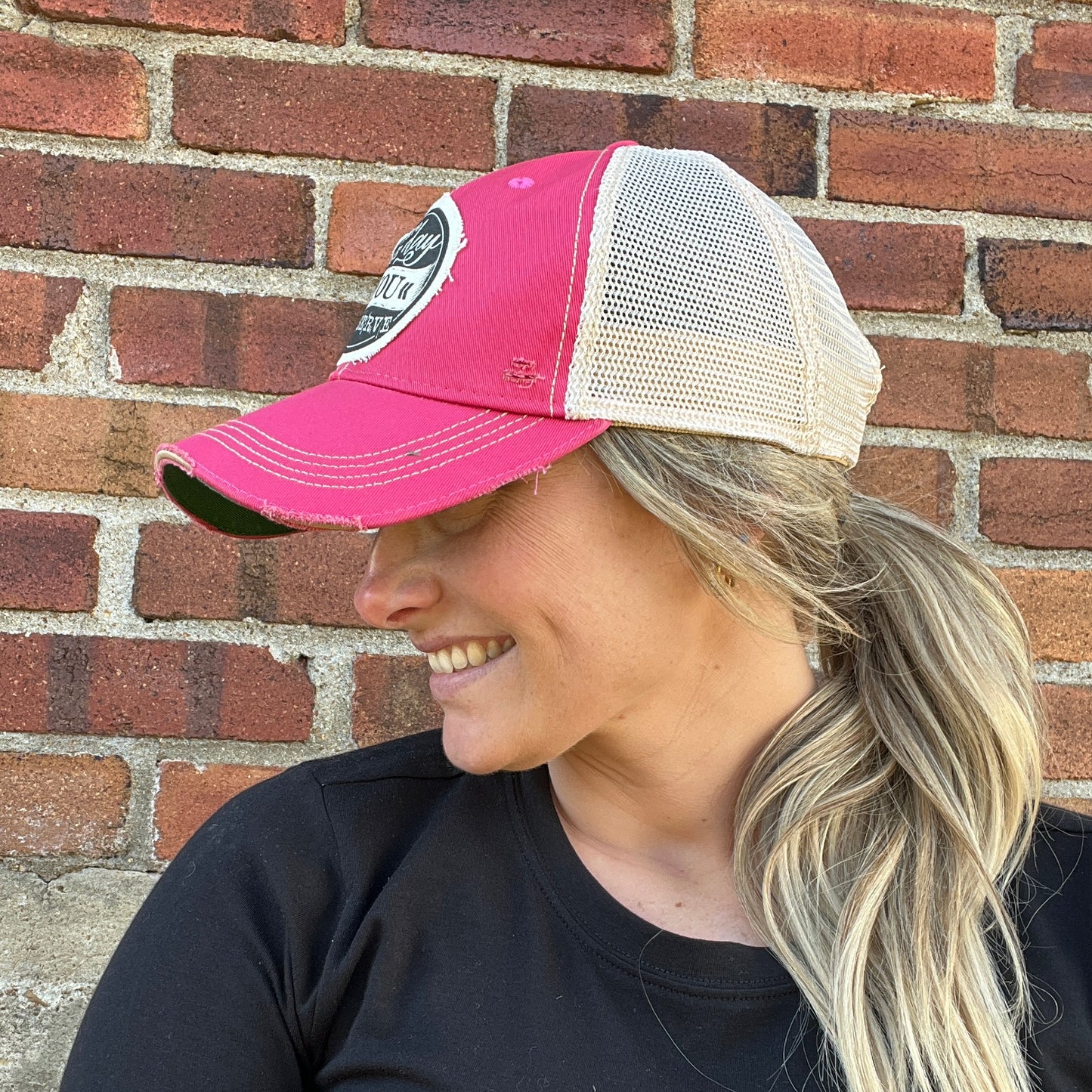 Have the Day You Deserve Hot Pink Distressed Baseball Cap