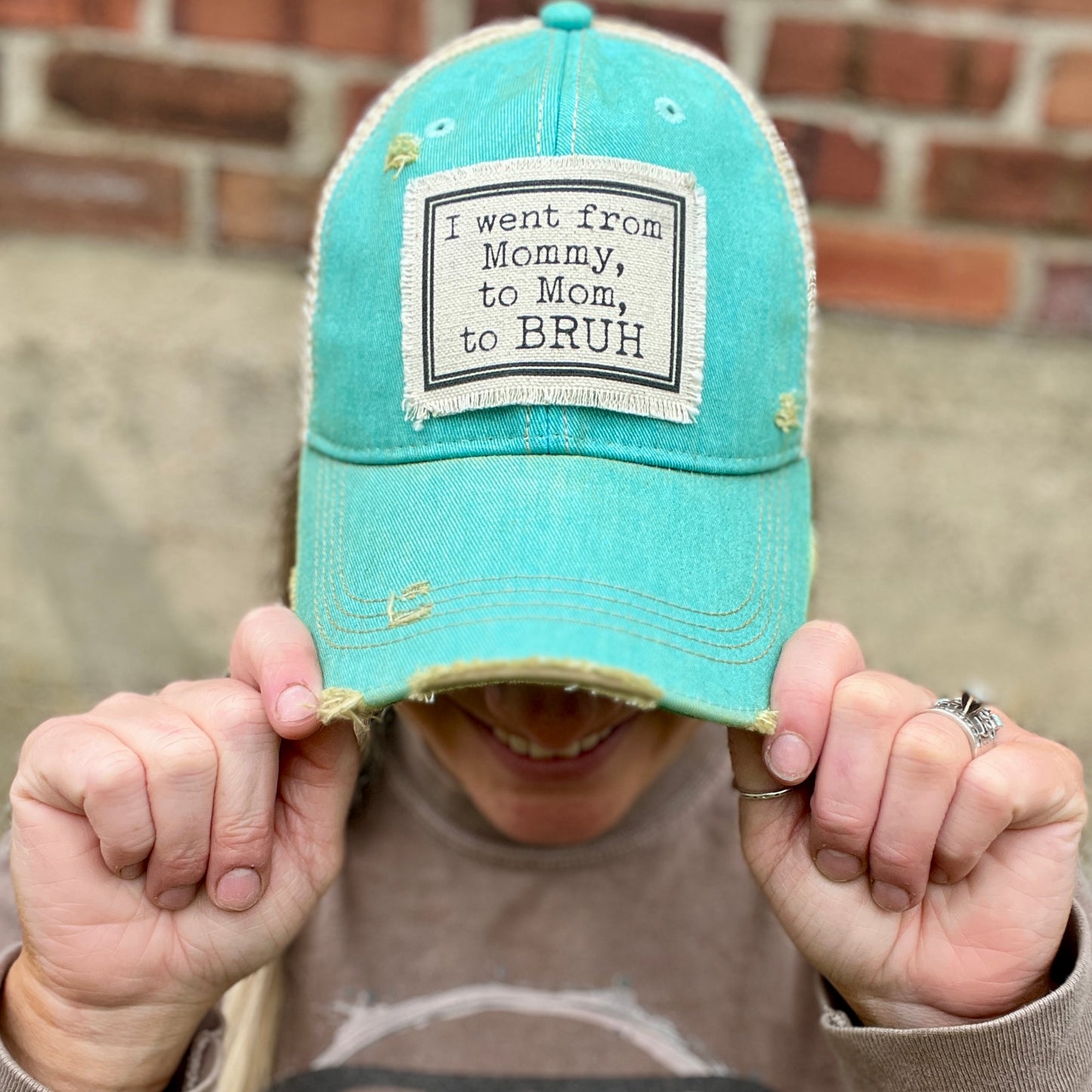 Went From Mom Azul Vintage Washed Distressed Baseball Cap