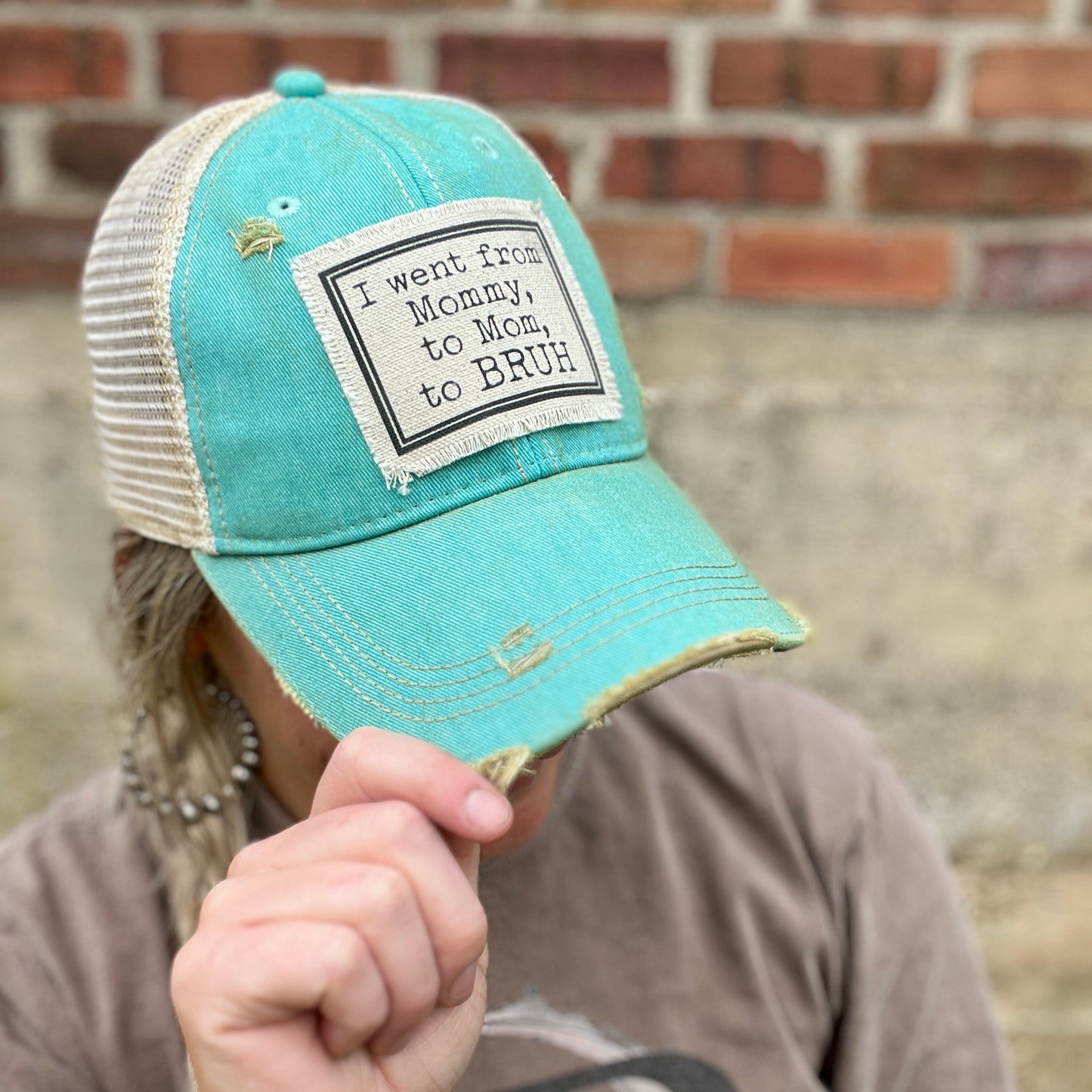 Went From Mom Azul Vintage Washed Distressed Baseball Cap