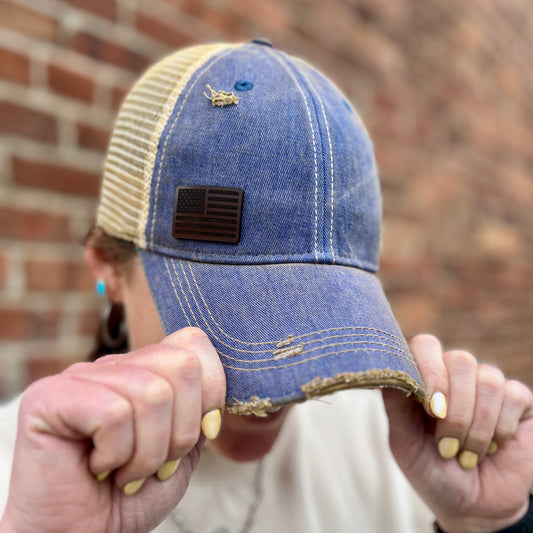 Mini Flag Vintage Washed Distressed Baseball Cap