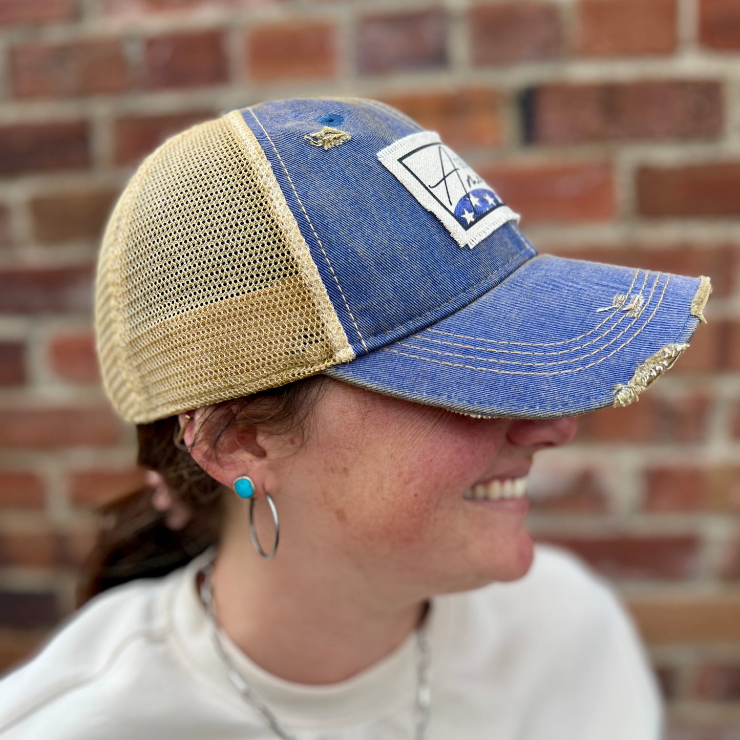 God Bless America Vintage Washed Distressed Baseball Cap