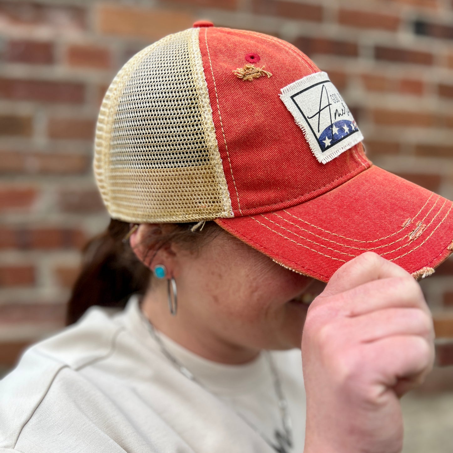 God Bless America Vintage Washed Distressed Baseball Cap