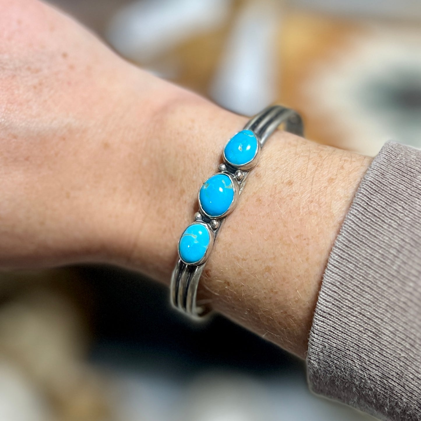 Three Stone Turqouise Cuff