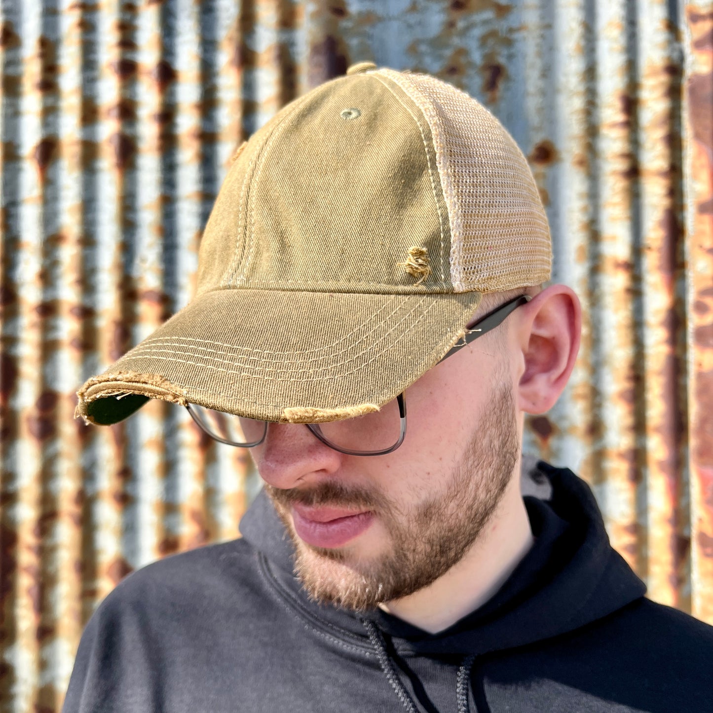 Vintage Washed Khaki Distressed Baseball Cap