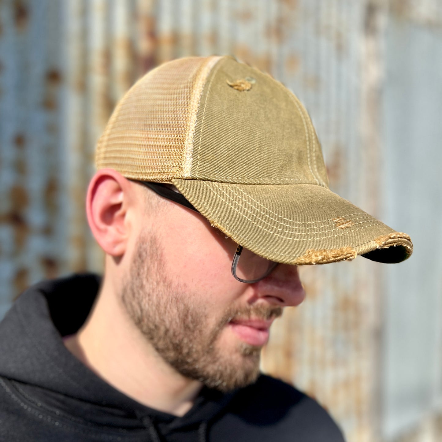 Vintage Washed Khaki Distressed Baseball Cap