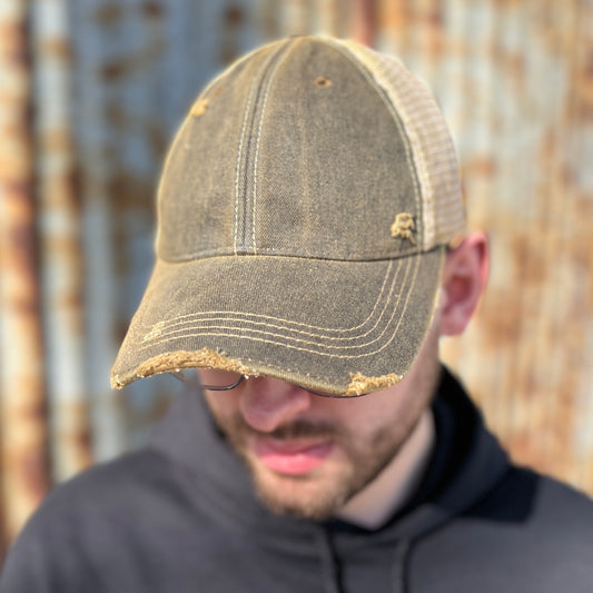 Vintage Washed Black Distressed Baseball Cap