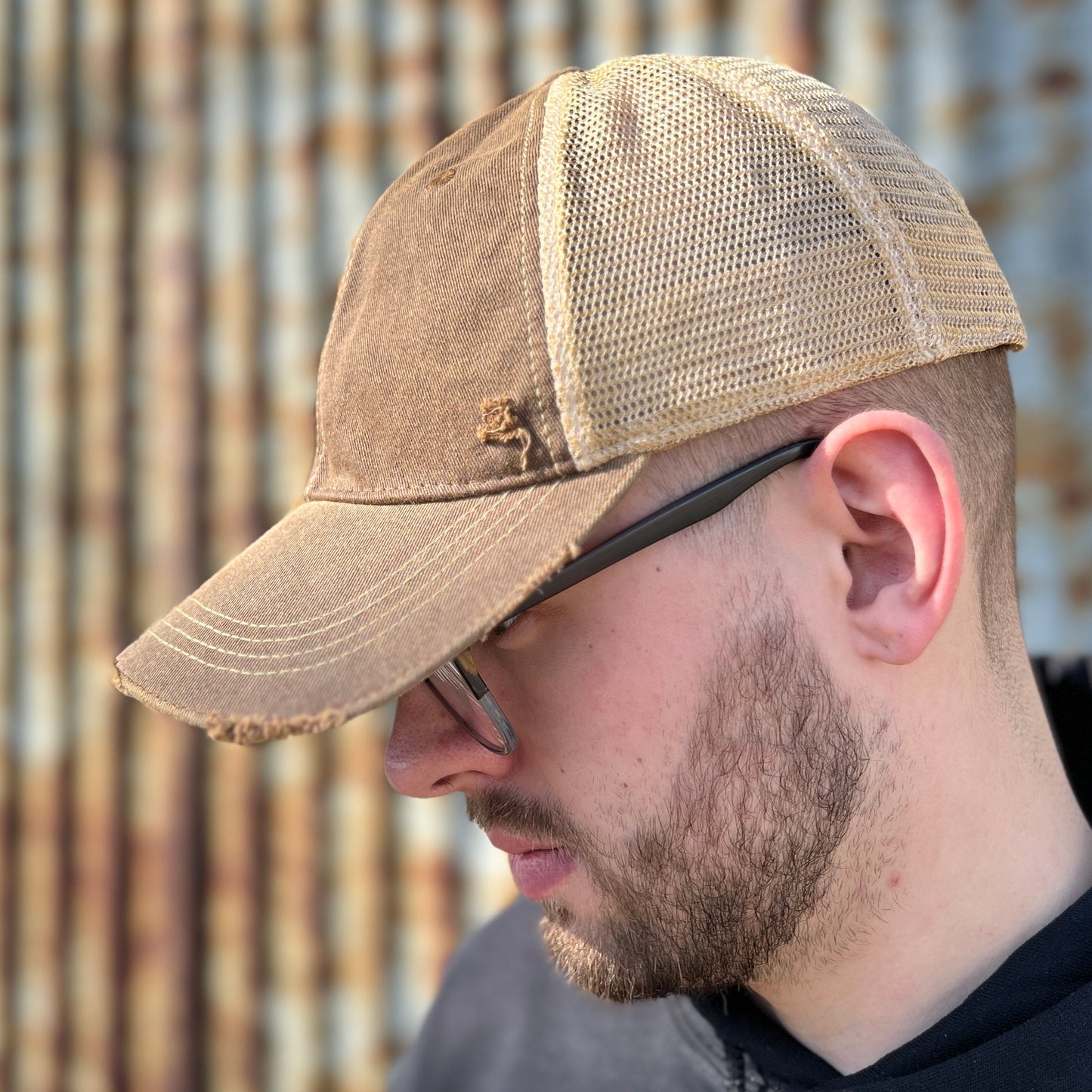 Vintage Washed Brown Distressed Baseball Cap