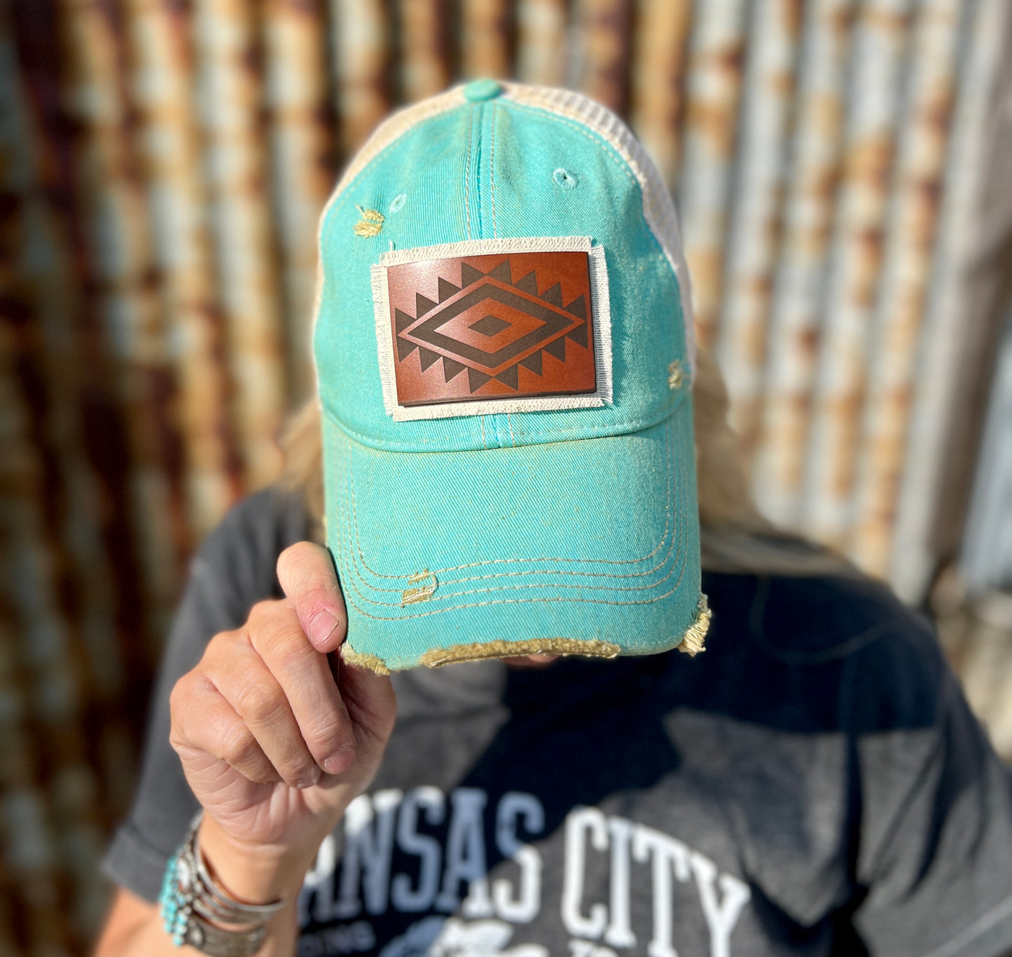 Large Aztec Vintage Washed Baseball Cap