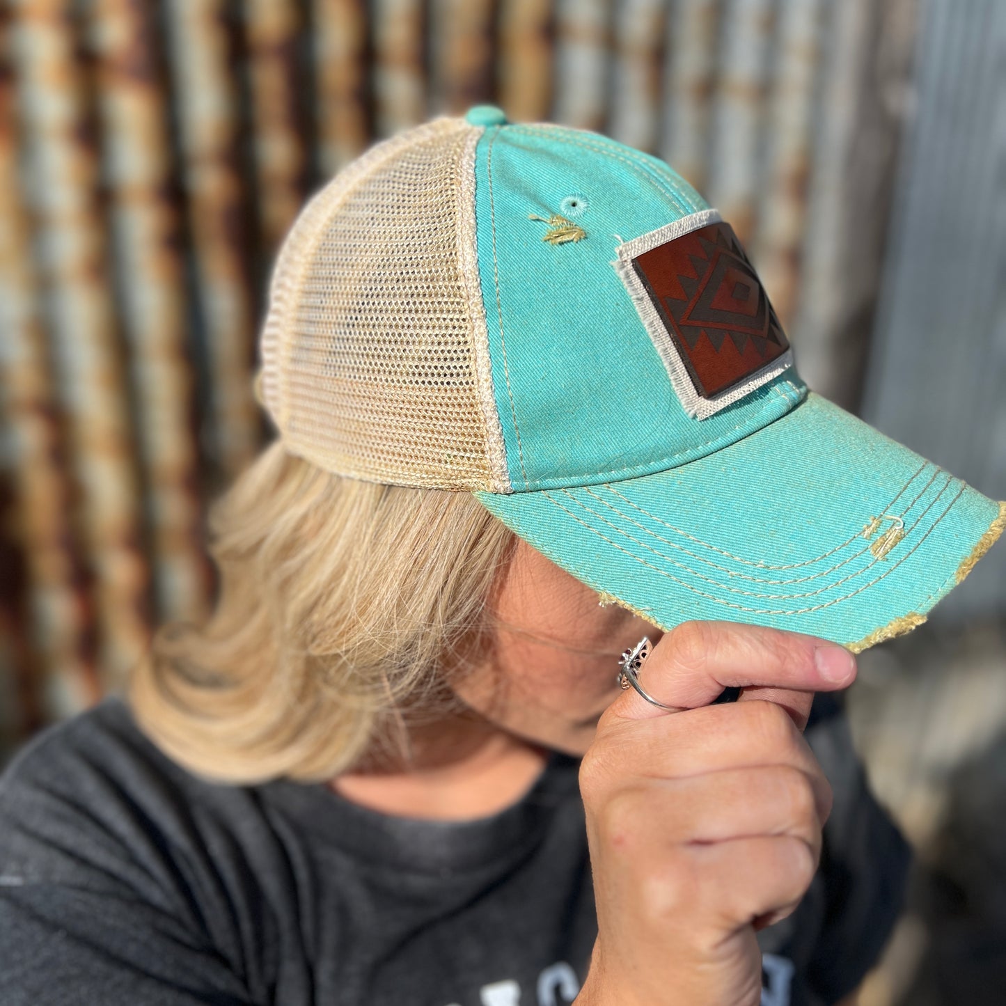 Large Aztec Vintage Washed Baseball Cap
