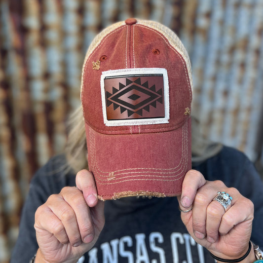 Large Aztec Vintage Brick Washed Baseball Cap