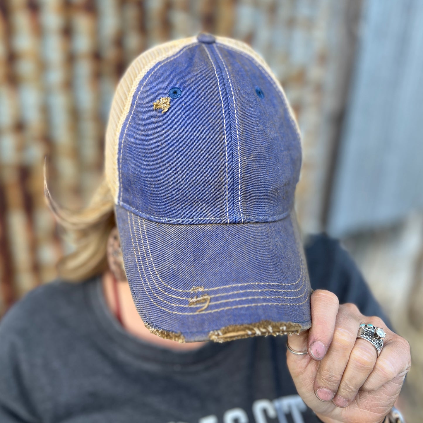 Vintage Washed Royal Distressed Baseball Cap