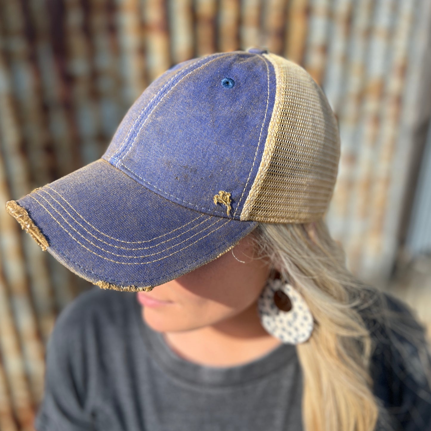 Vintage Washed Royal Distressed Baseball Cap