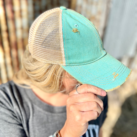 Vintage Washed Azul Distressed Baseball Cap