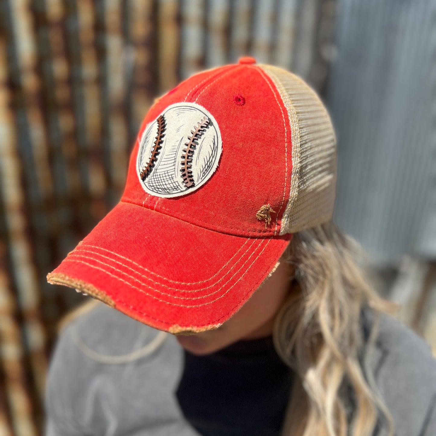 Lets Play Ball Vintage Washed Baseball Cap