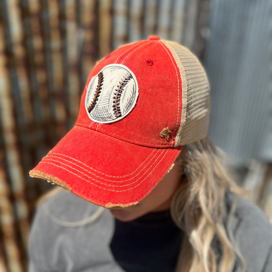 Lets Play Ball Vintage Washed Baseball Cap