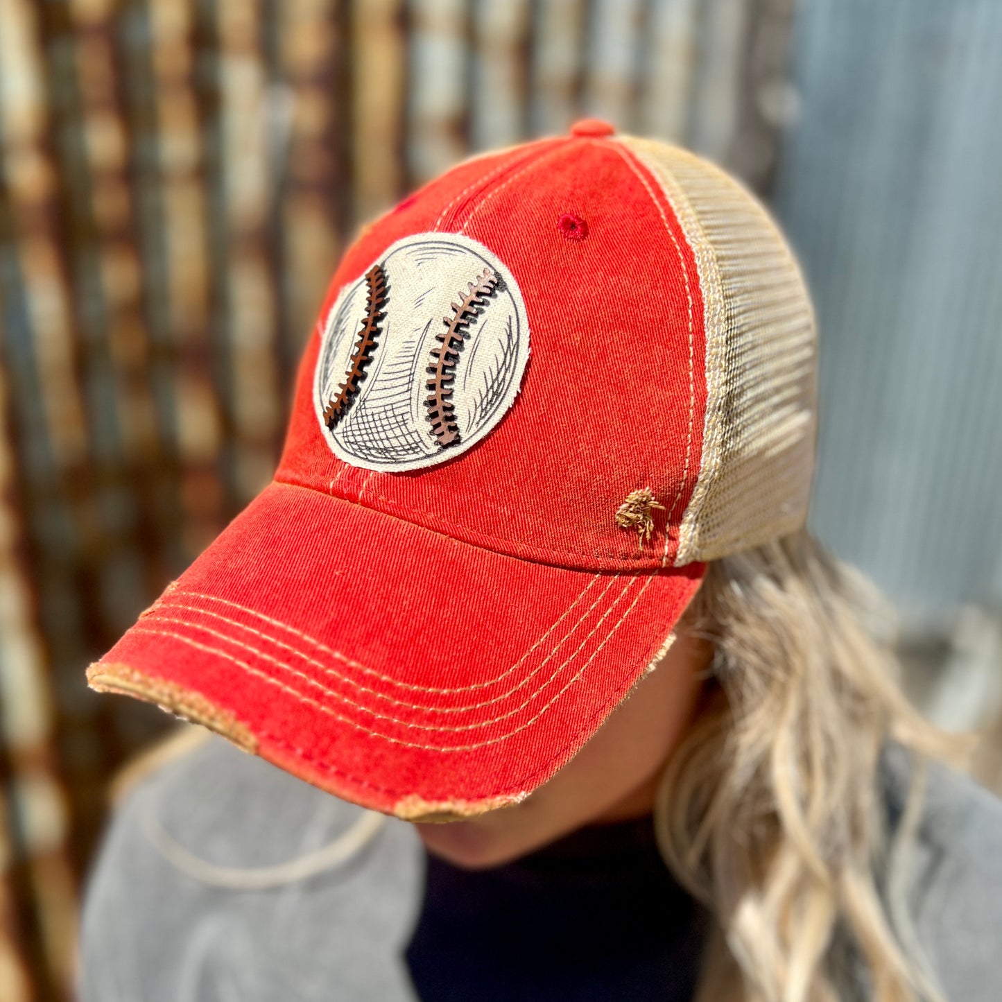 Lets Play Ball Vintage Washed Baseball Cap