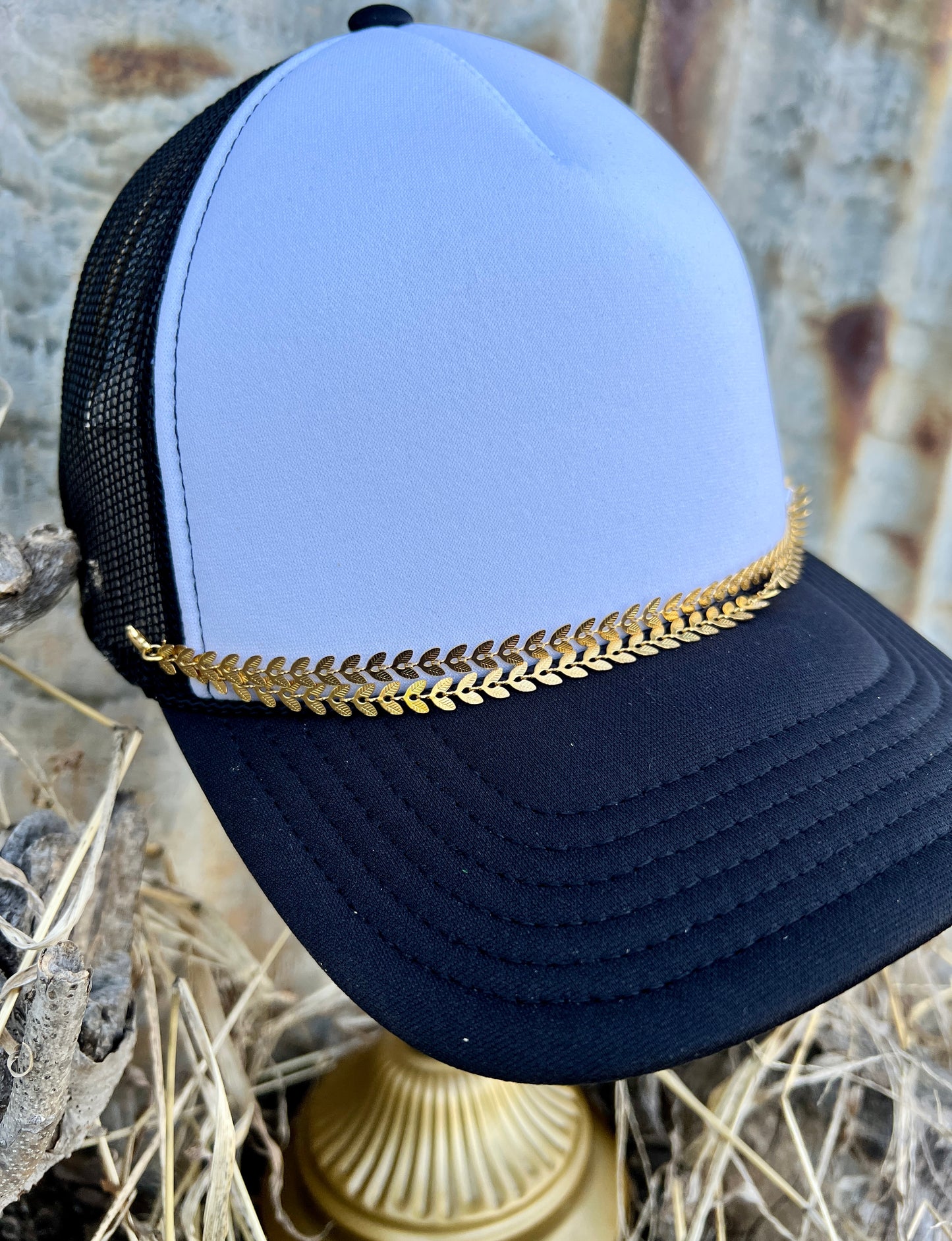 Double Strand Gold Leaf Hat Chain