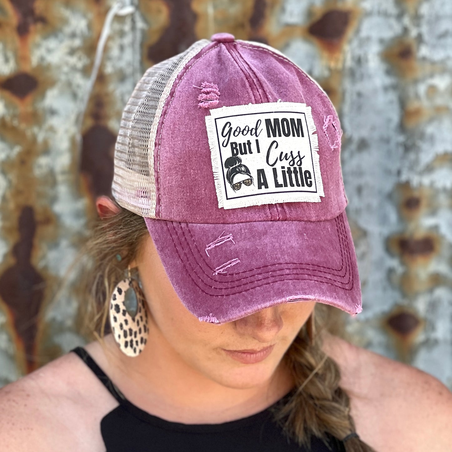 Good Mom but I Cuss a Little Red Baseball Cap