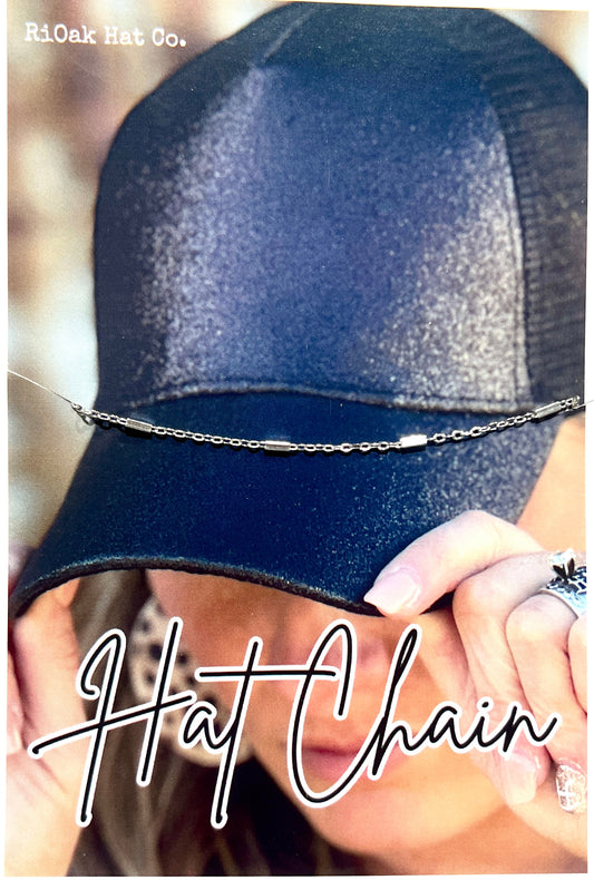 Single Strand Silver Bar Link Hat Chain