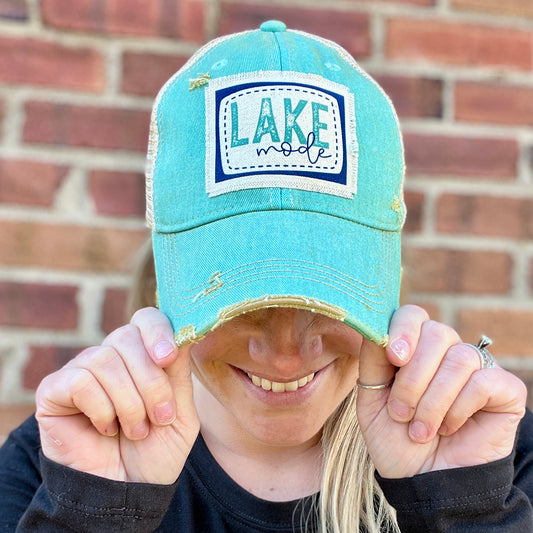 Lake Mode Azul Vintage Washed Distressed Baseball Cap