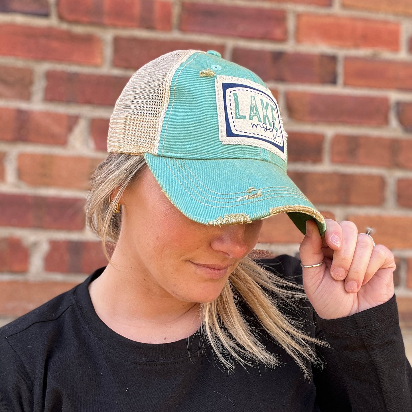 Lake Mode Azul Vintage Washed Distressed Baseball Cap