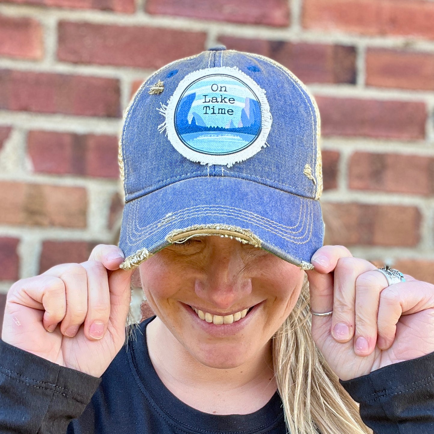 On Lake Time Royal Vintage Washed Distressed Baseball Cap