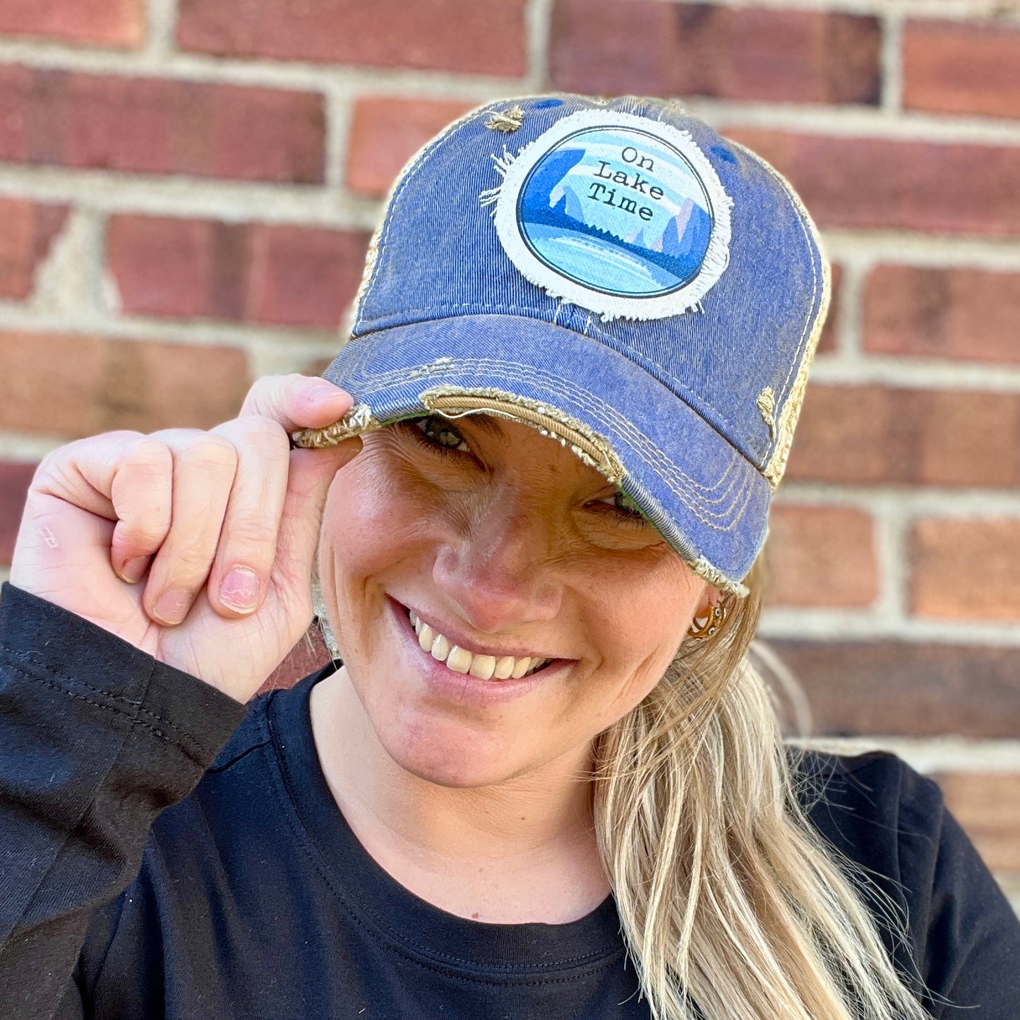 On Lake Time Royal Vintage Washed Distressed Baseball Cap