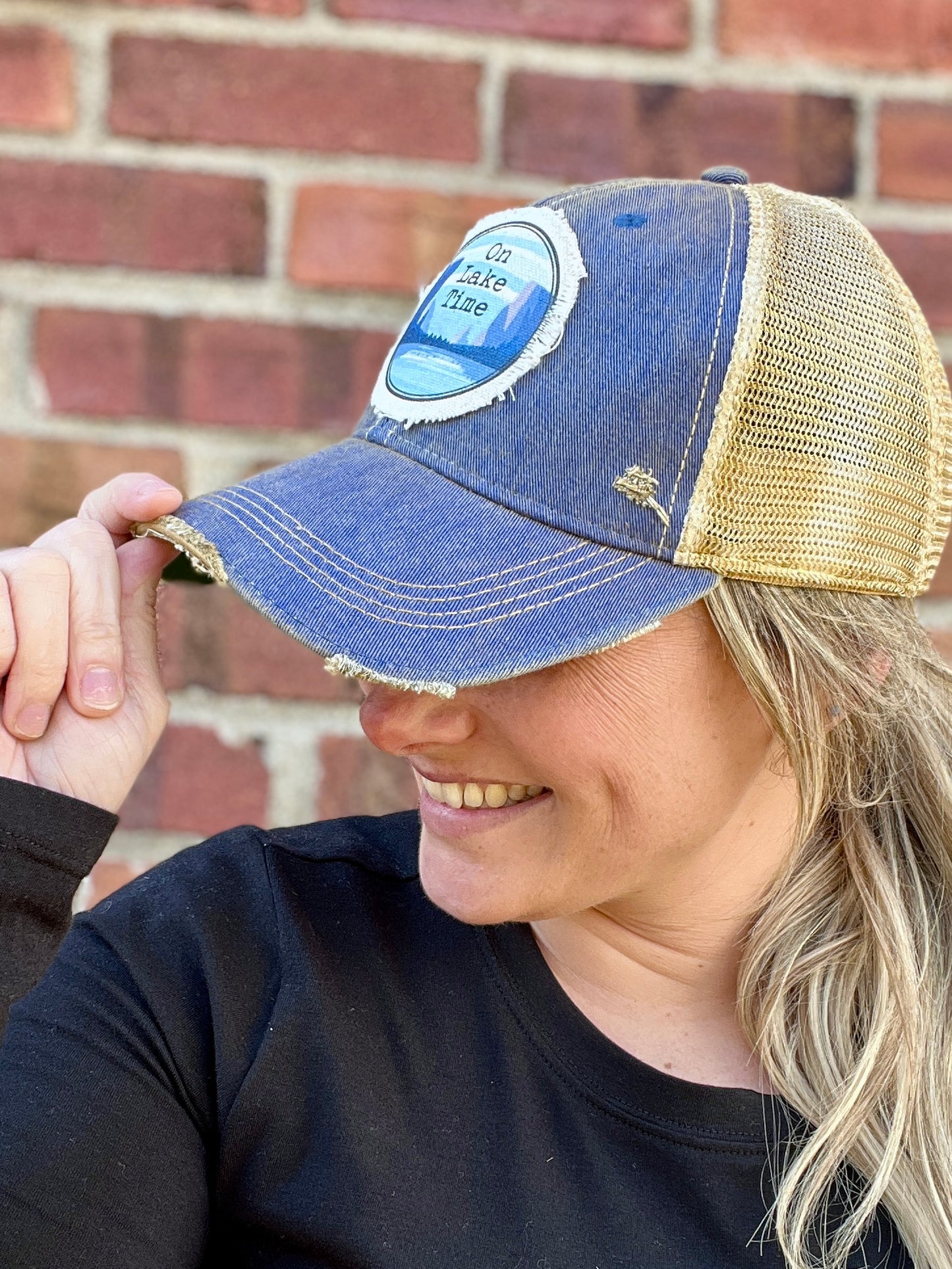 On Lake Time Royal Vintage Washed Distressed Baseball Cap