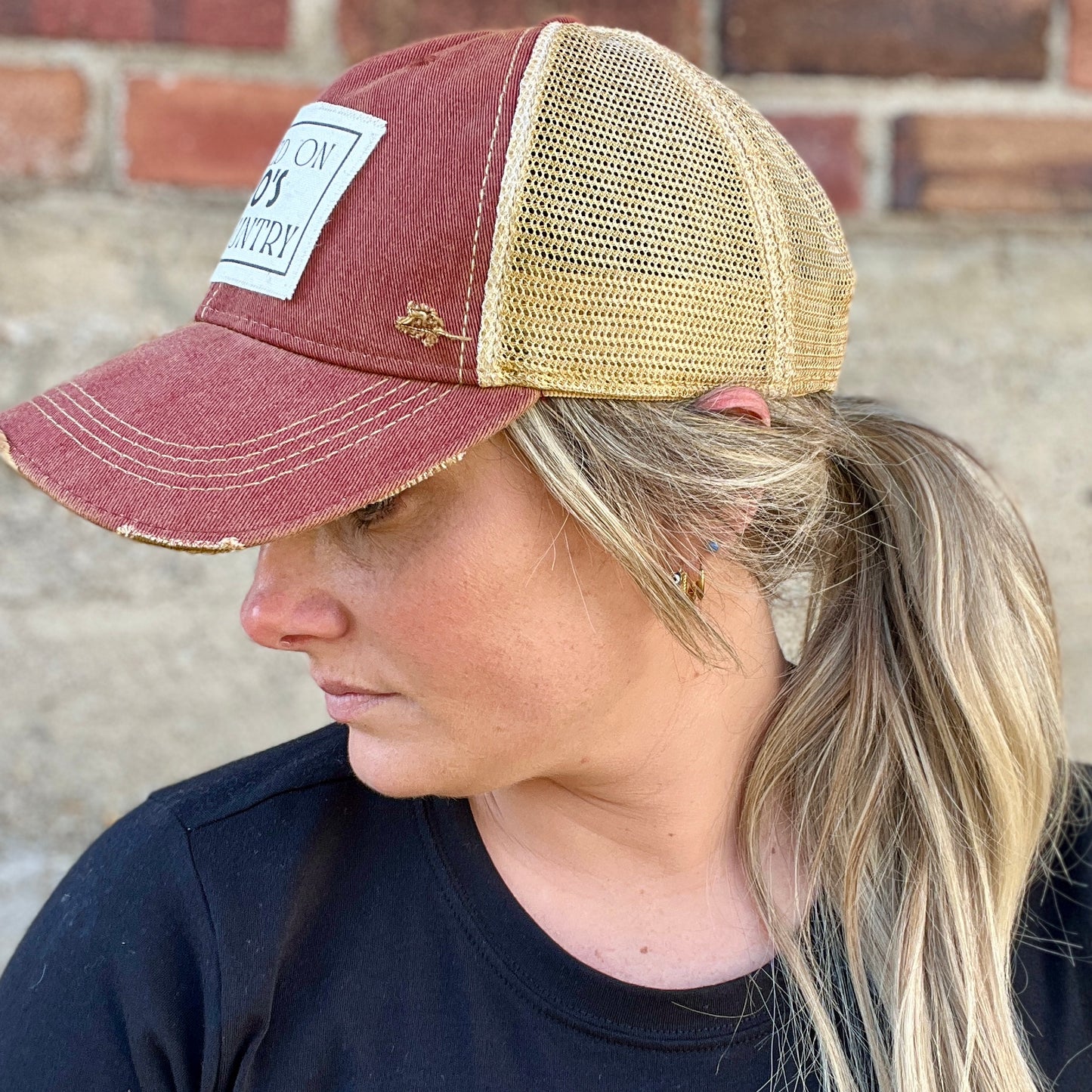Raised on 90s Country Brick Vintage Washed Distressed Baseball Cap