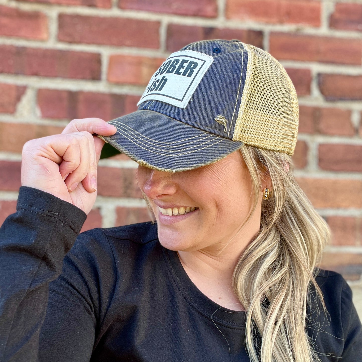 Soberish Navy Vintage Washed Distressed Baseball Cap