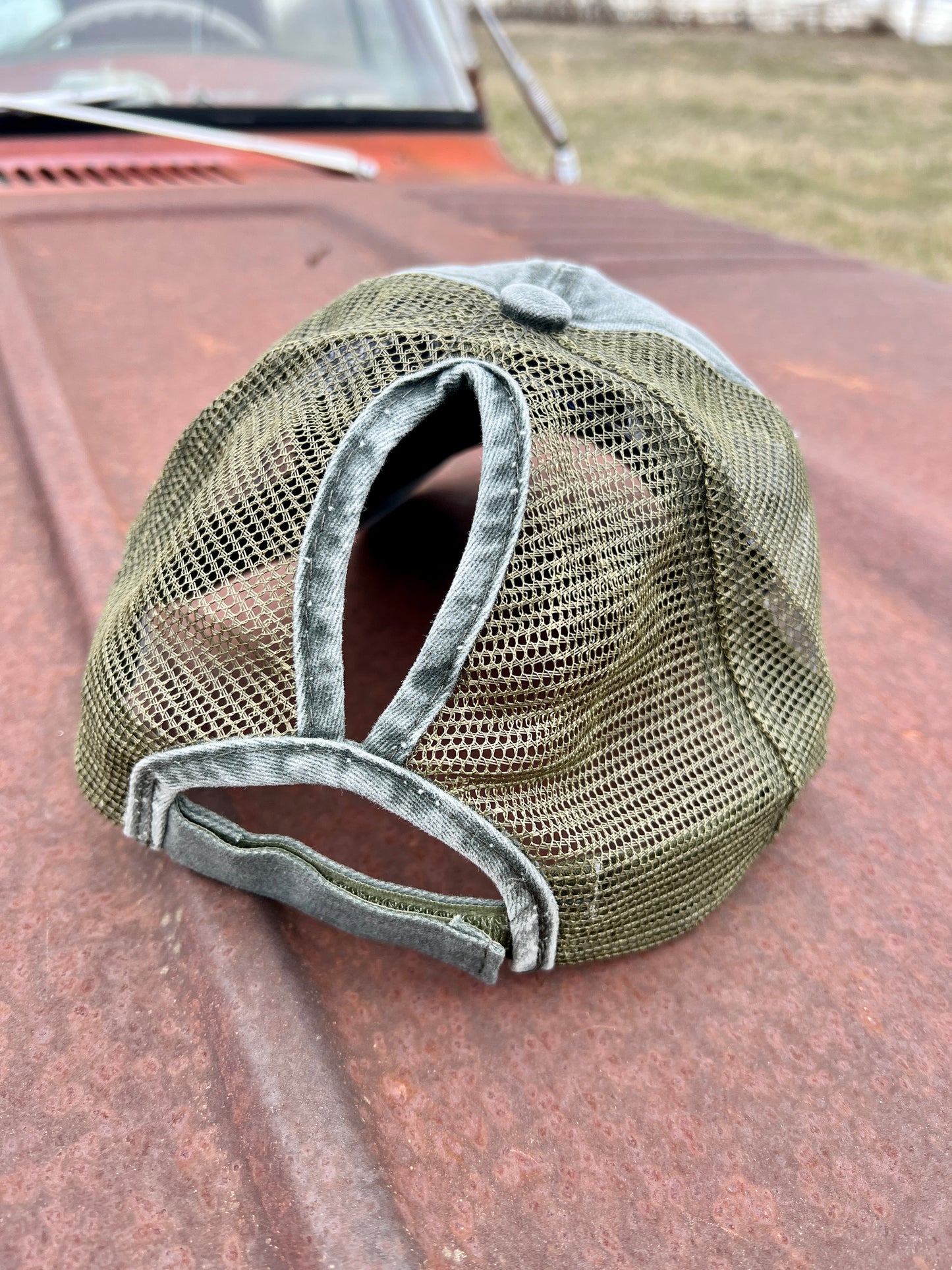 Olive Distressed Baseball Cap