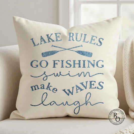 Lake Rules Decorative Pillow