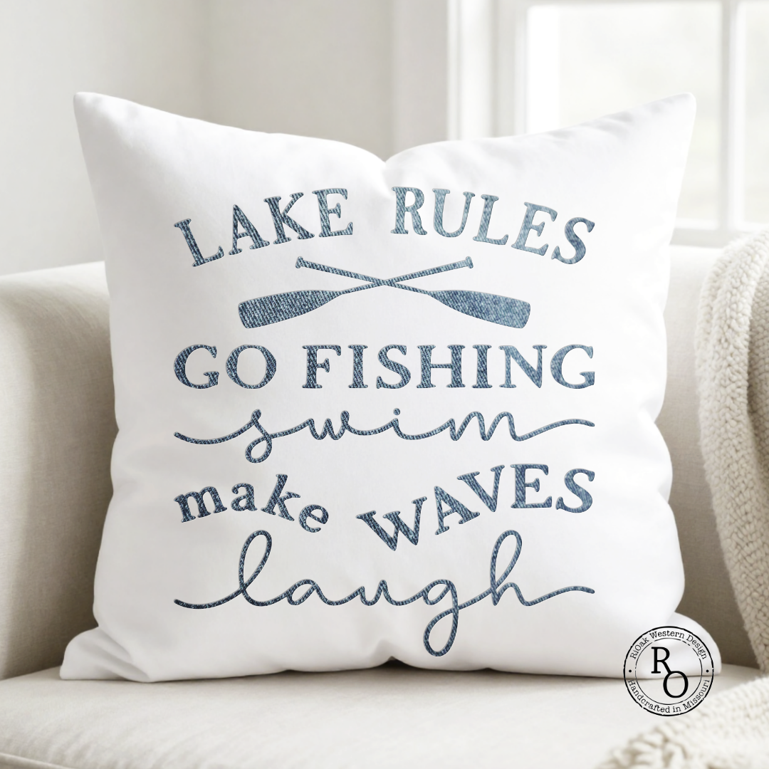 Lake Rules Decorative Pillow
