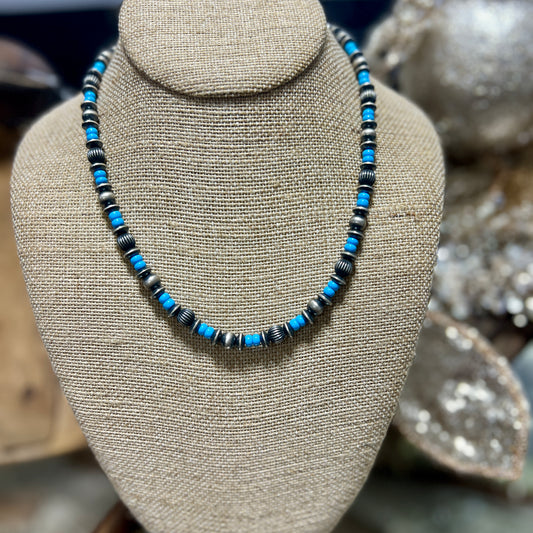 18 In. Mixed Bead Navajo Pearls with Turquoise Accents