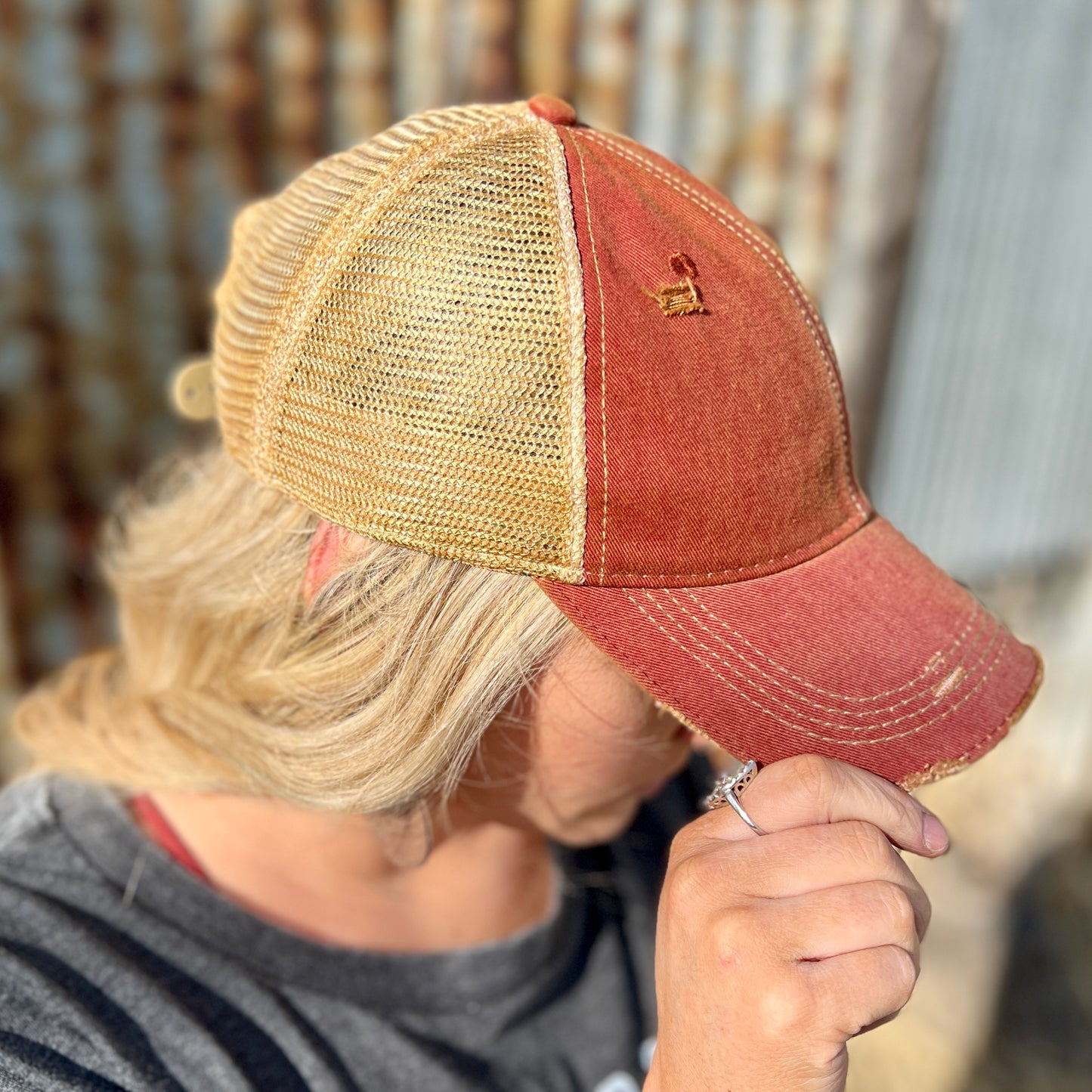Vintage Washed Brick Distressed Baseball Cap