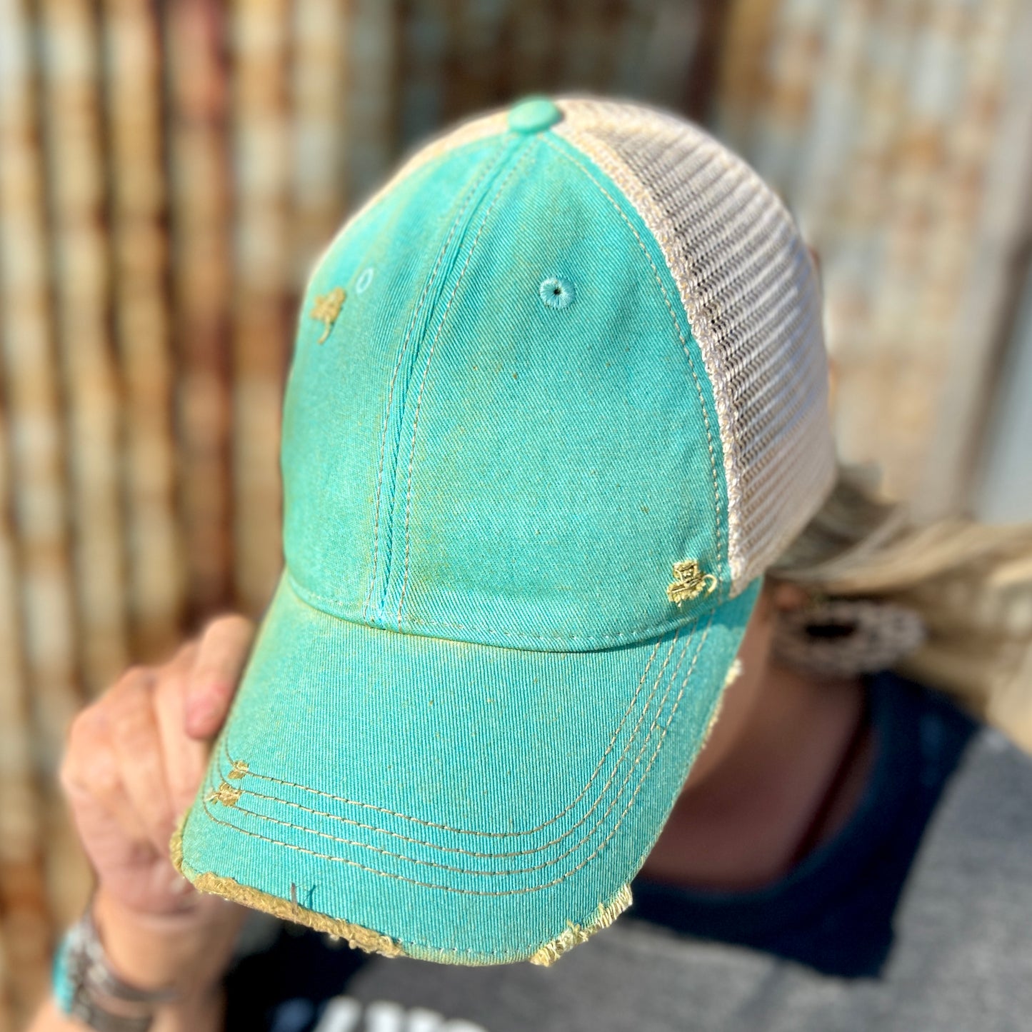 Vintage Washed Azul Distressed Baseball Cap