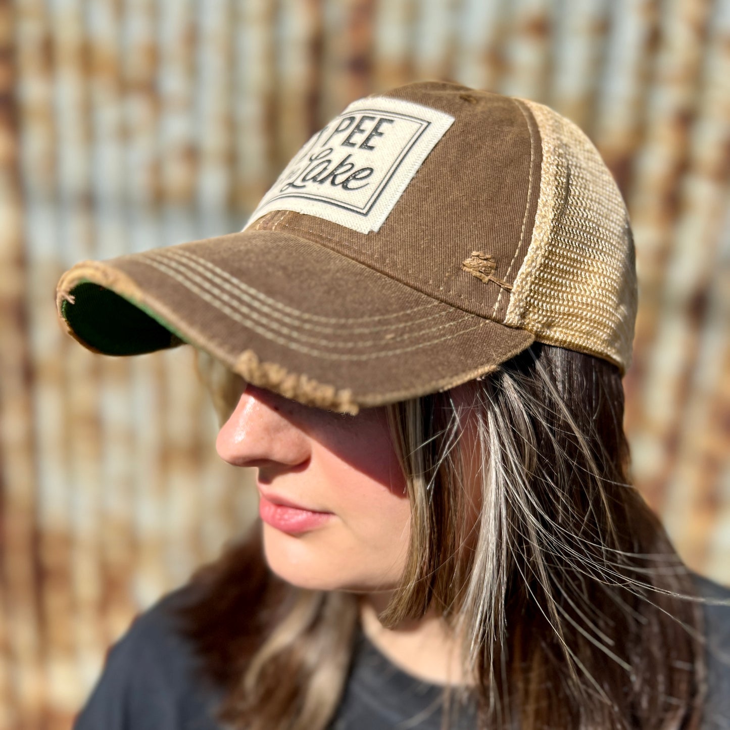 Brown Vintage Washed I Pee in the Lake Baseball Cap