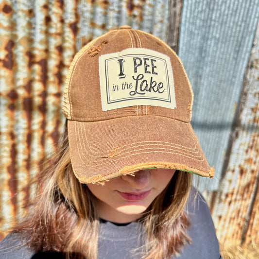 Brown Vintage Washed I Pee in the Lake Baseball Cap