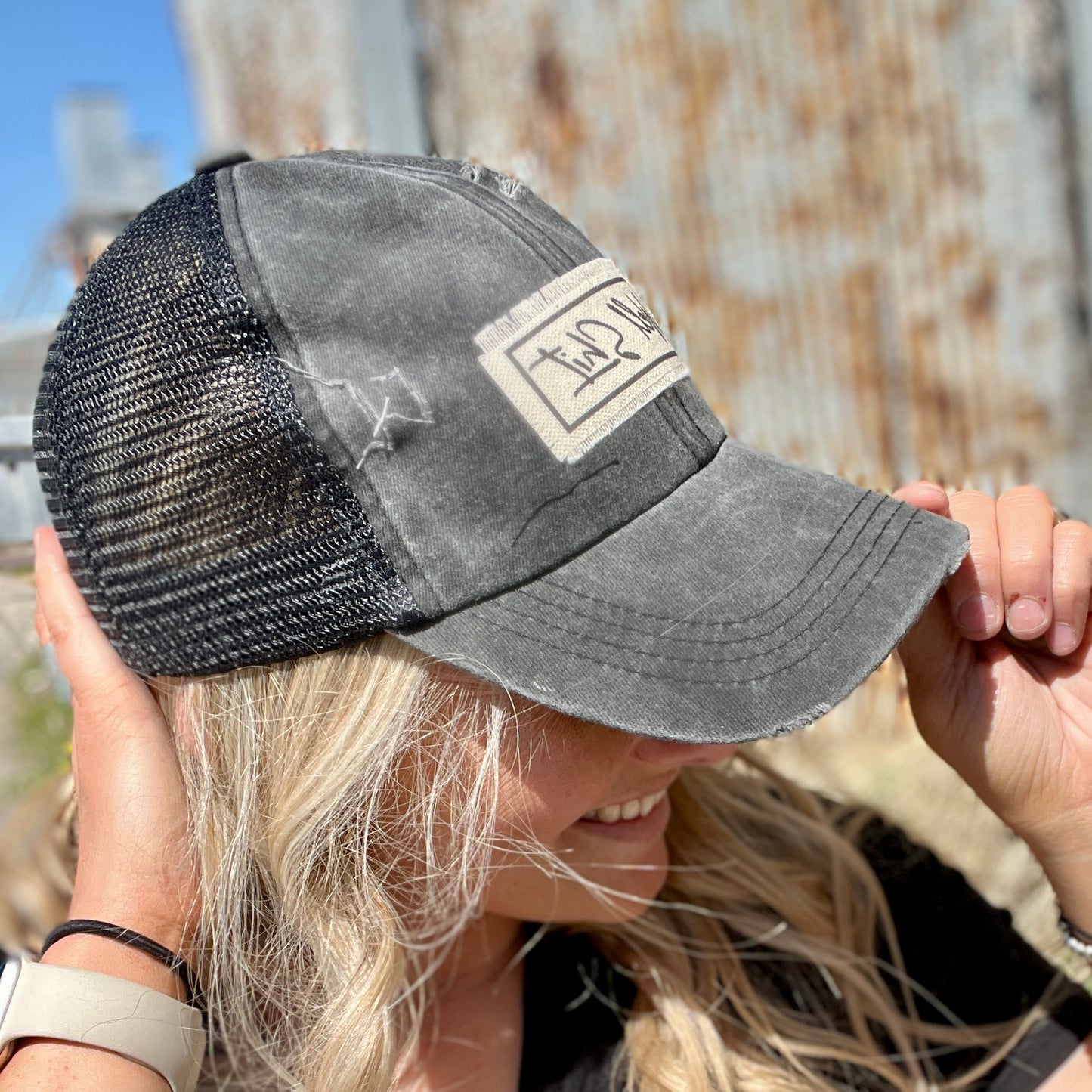 Well Shit Distressed Ponytail Baseball Cap