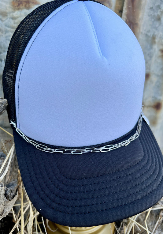 Double Strand Silver Paperclip Link Hat Chain