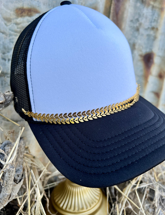 Double Strand Gold Leaf Hat Chain