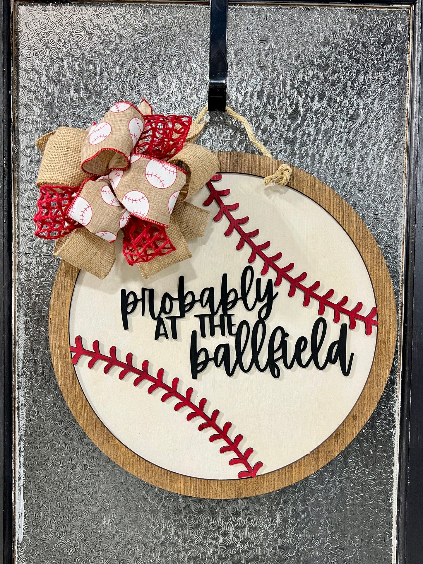 Probably at the Ballfield (Baseball) Doorhanger