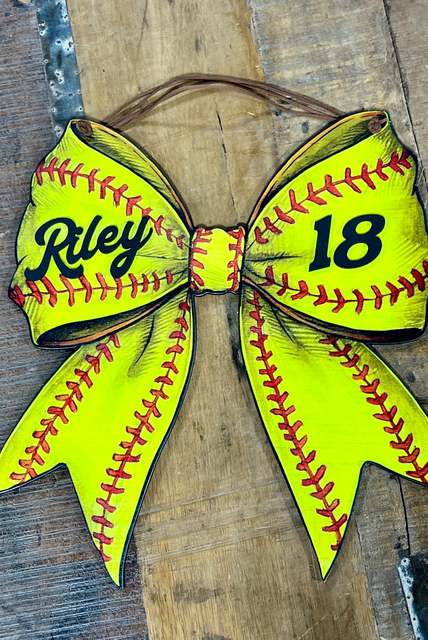 Softball Bow Doorhanger